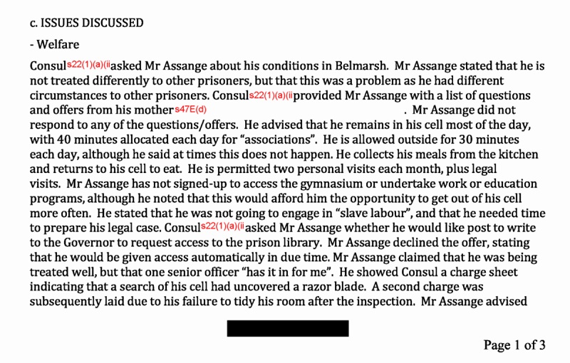 De nouveaux documents révèlent la trahison de Julian Assange par le gouvernement australien et détaillent ses souffrances en prison (The Grayzone)