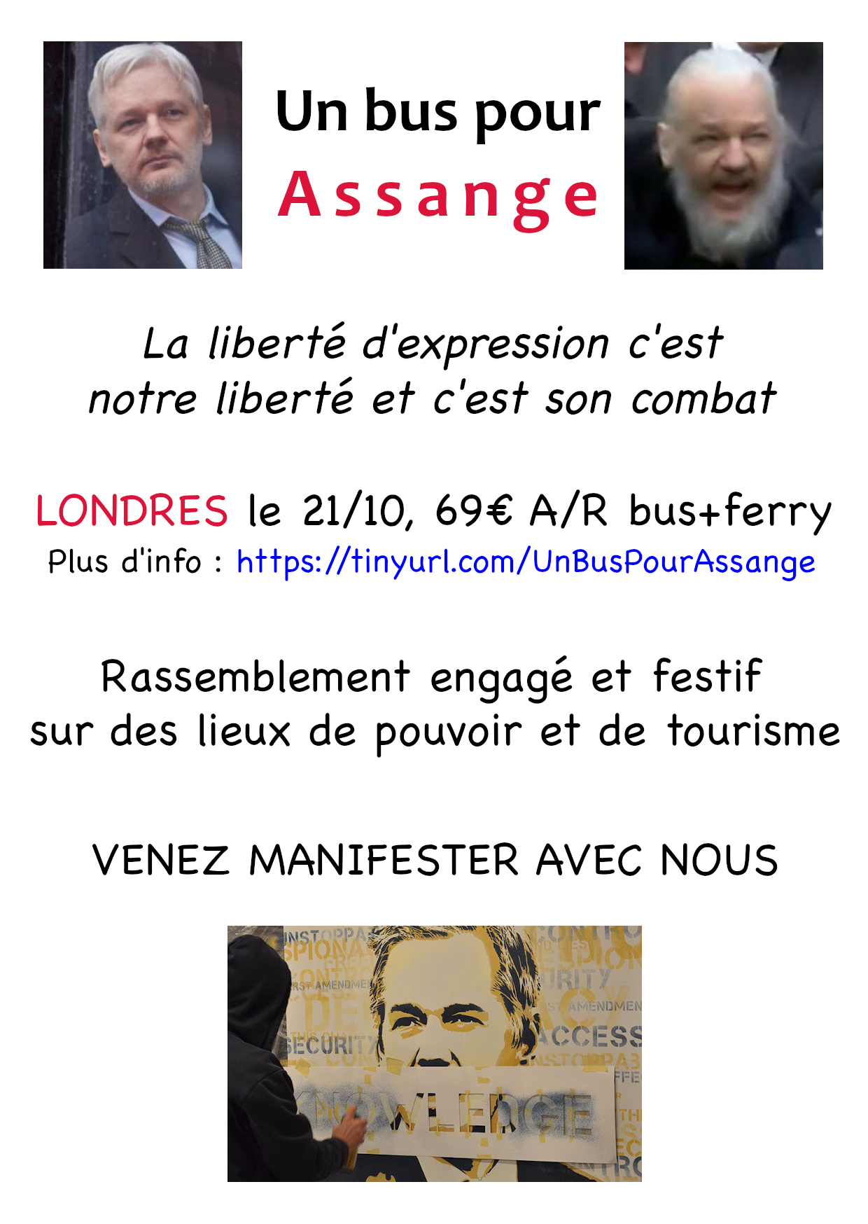 Gilets jaunes : 120 Français partent à Londres pour soutenir Julian Assange - 21/10/19